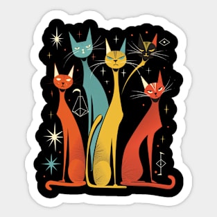 Mid Century Modern CAT Motif Textiles Sticker